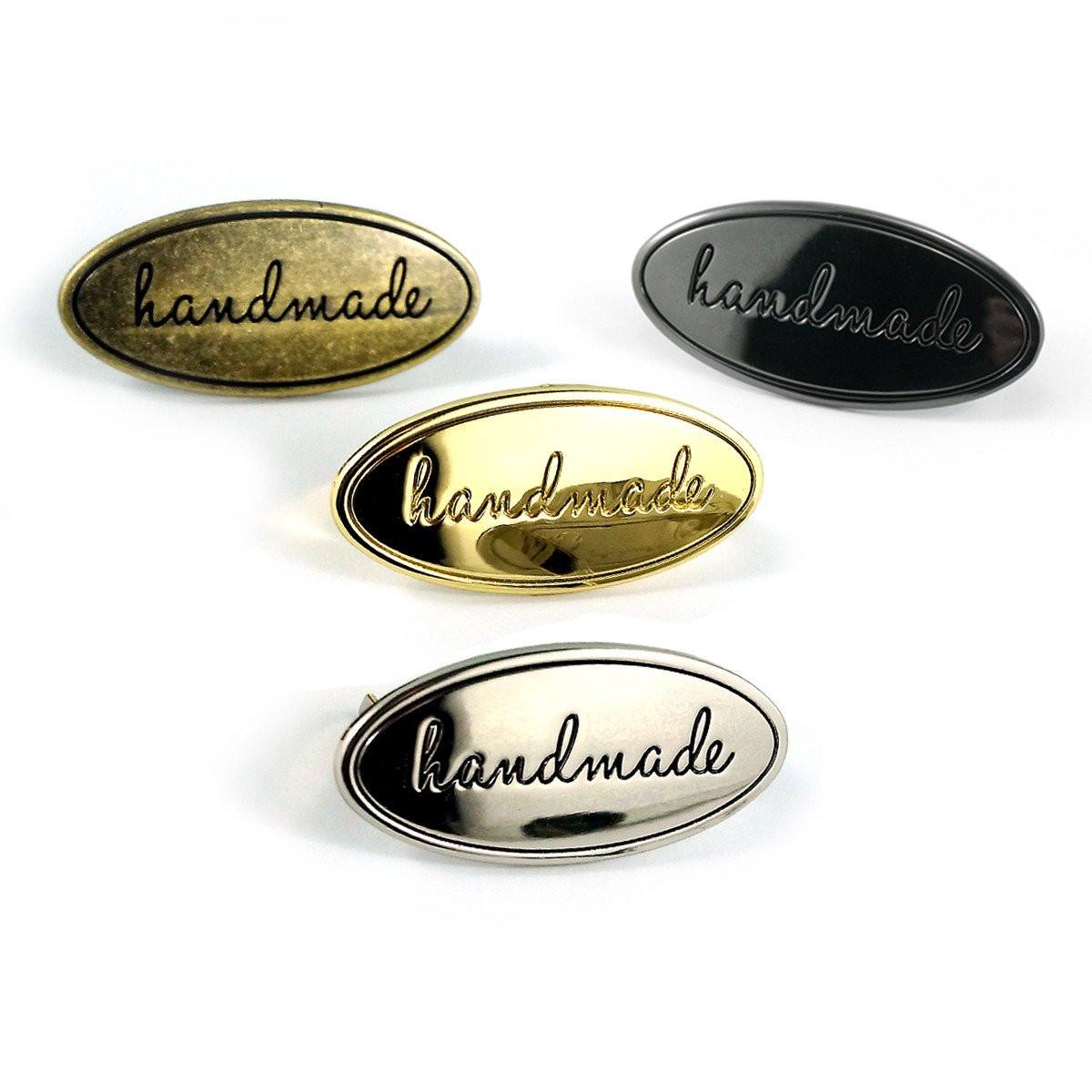 Metal Oval Bag Label "Handmade" image # 44280