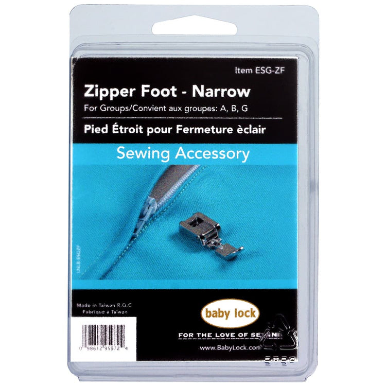 Narrow Zipper Foot, Babylock #ESG-ZF image # 91378
