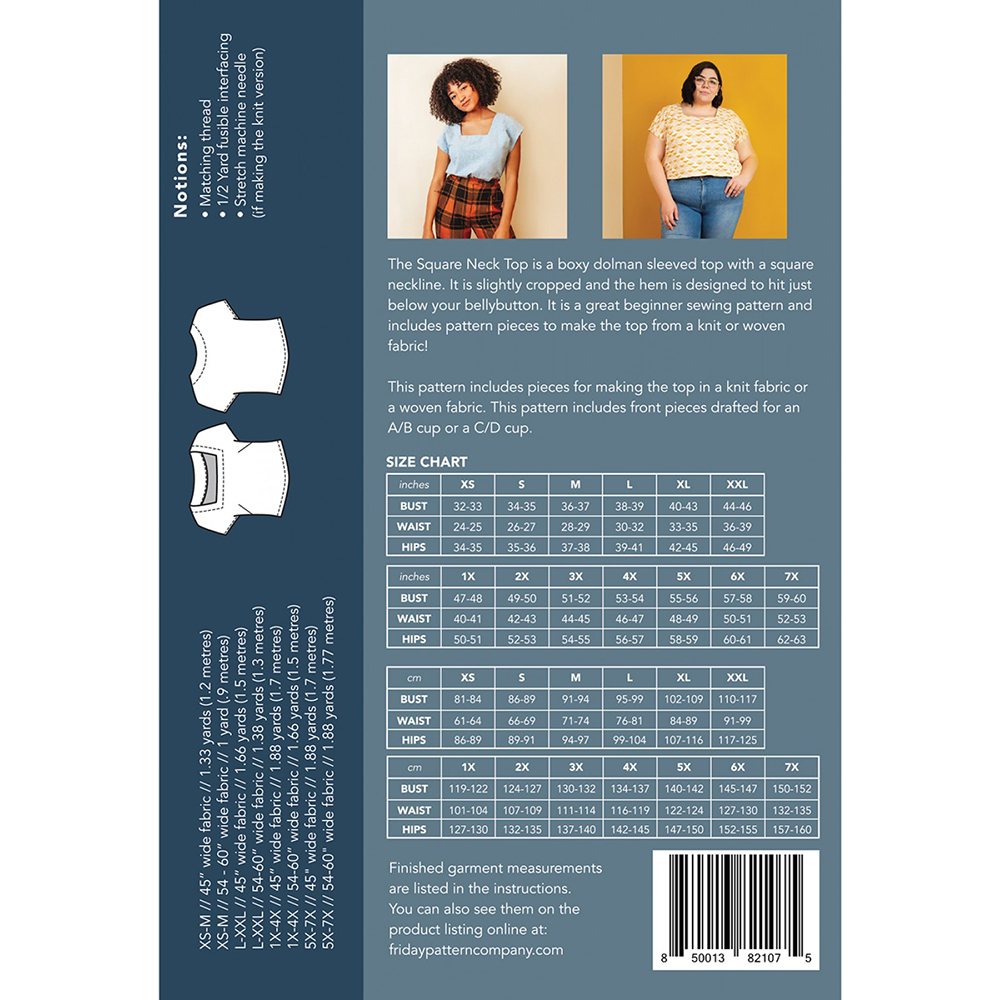 Friday Pattern Company - Square Neck Top Pattern image # 72487