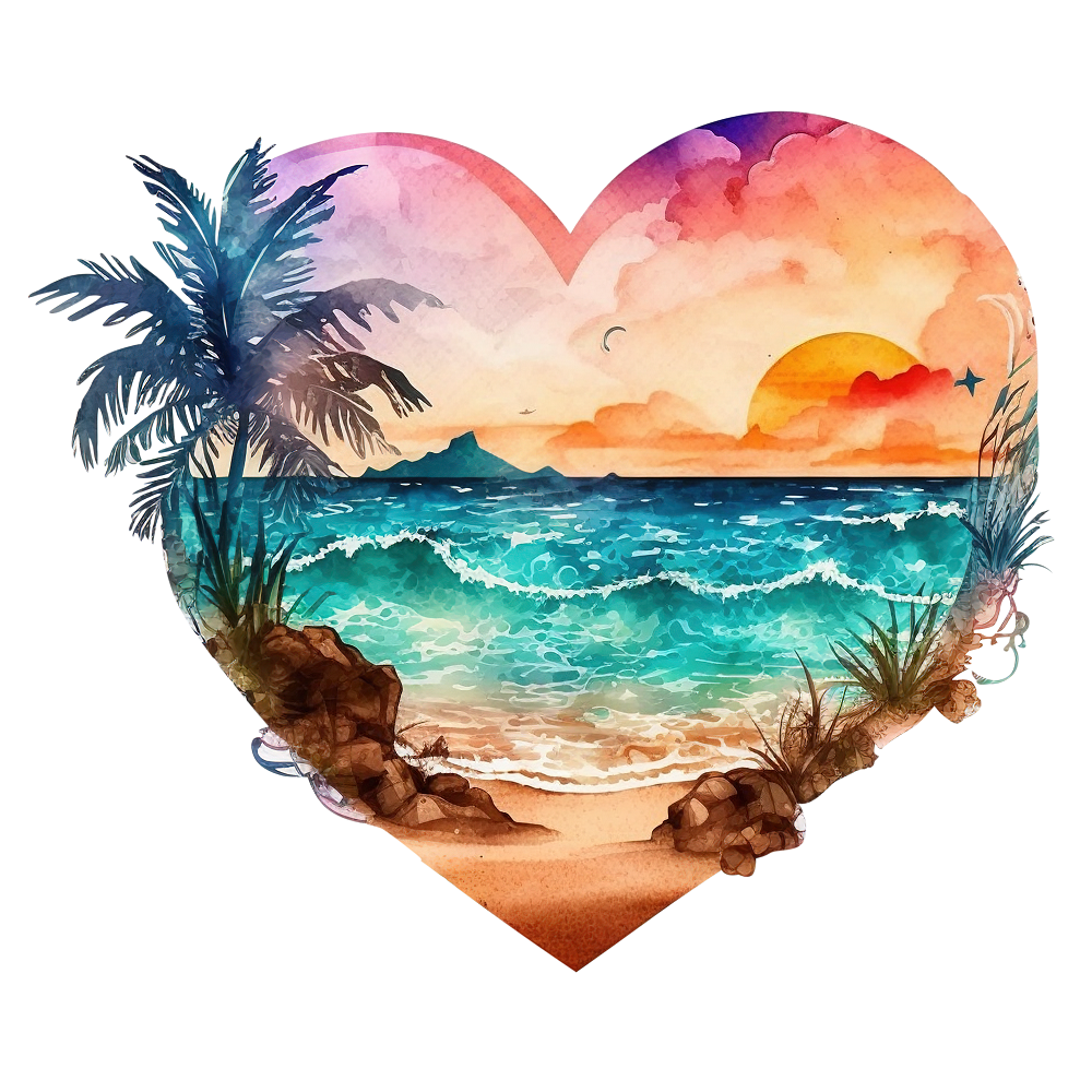 Hawaii Beach Heart #5 Fabric Panel
