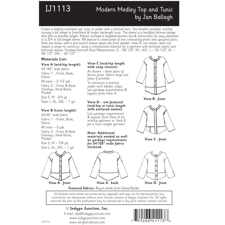 Modern Medley Top and Tunic Pattern image # 49537