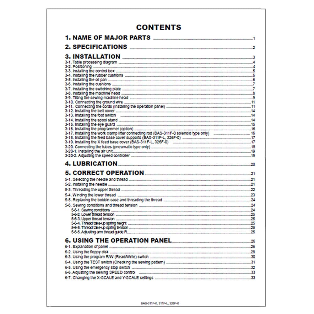 Brother BAS-311F-0 Instruction Manual image # 116612