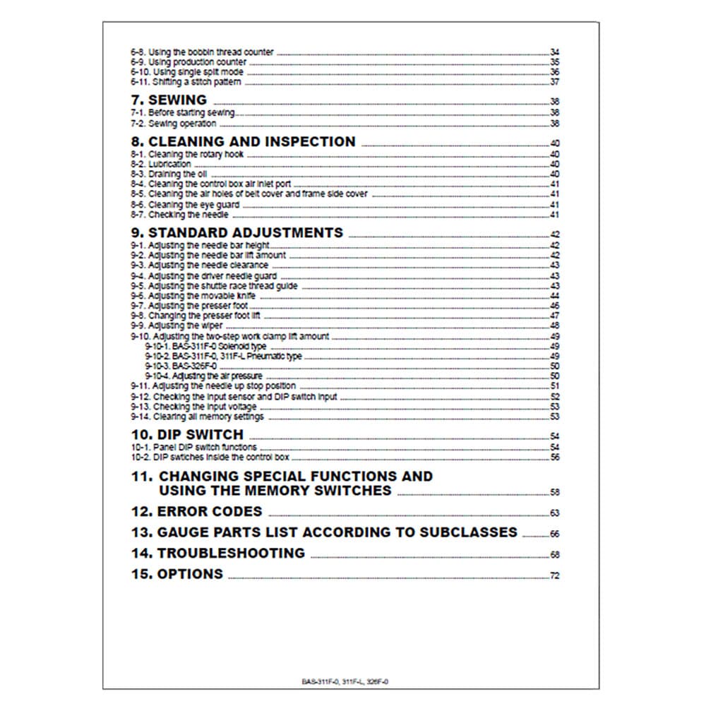 Brother BAS-311F-1 Instruction Manual image # 116620
