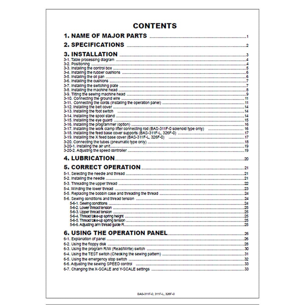 Brother BAS-311F-1 Instruction Manual image # 116621