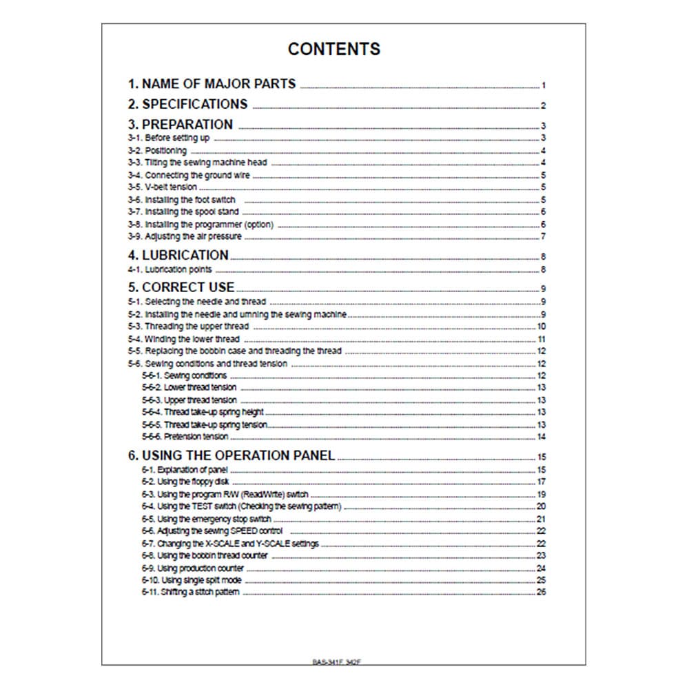 Brother BAS-341F Instruction Manual image # 116640