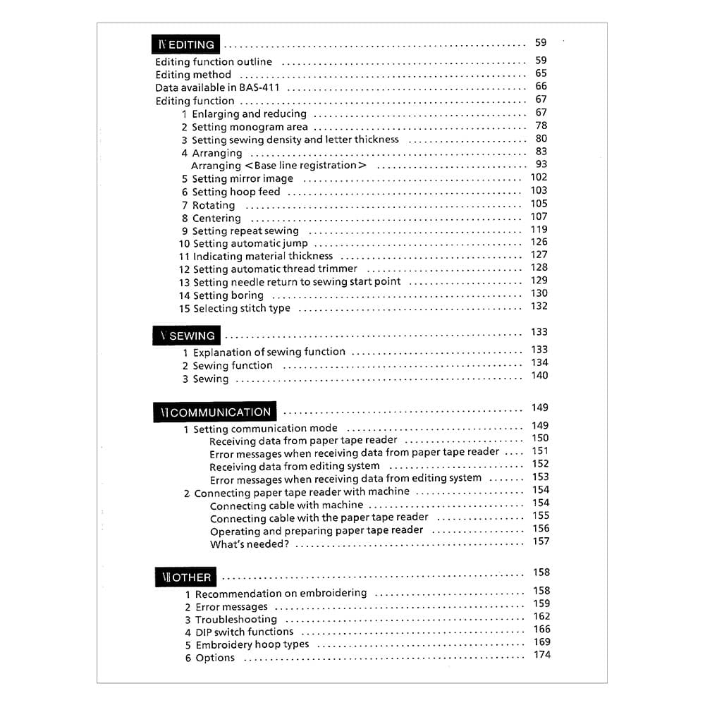 Brother Electronic Embroidery BAS-411 Instruction Manual image # 116726