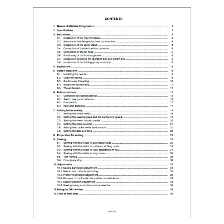 Brother BAS761 Instruction Manual