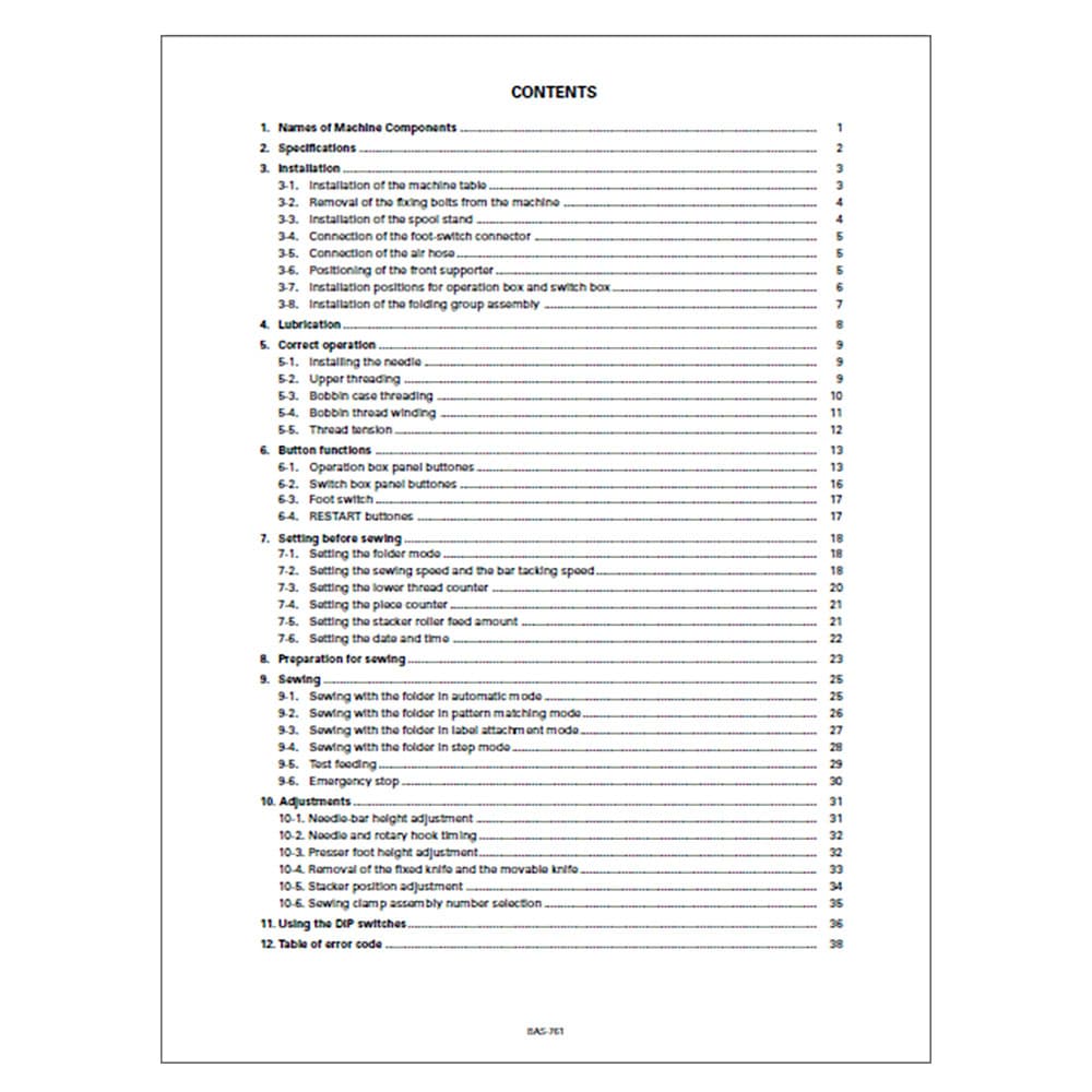 Brother BAS-761 Instruction Manual image # 116750