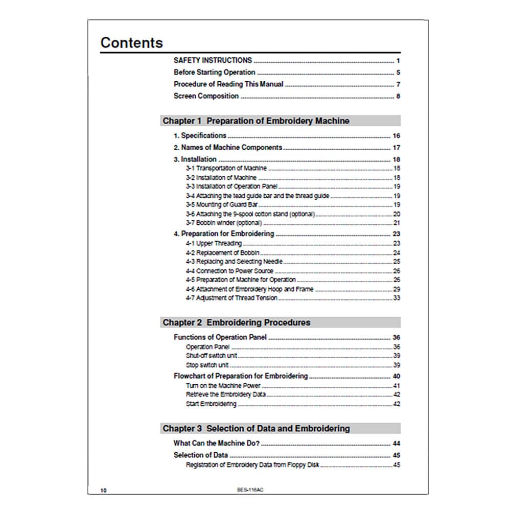 Brother BES-116AC Instruction Manual image # 116832