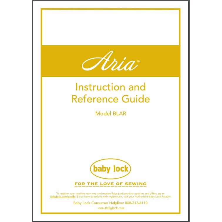 Instruction Manual, Babylock BLAR Aria image # 29725