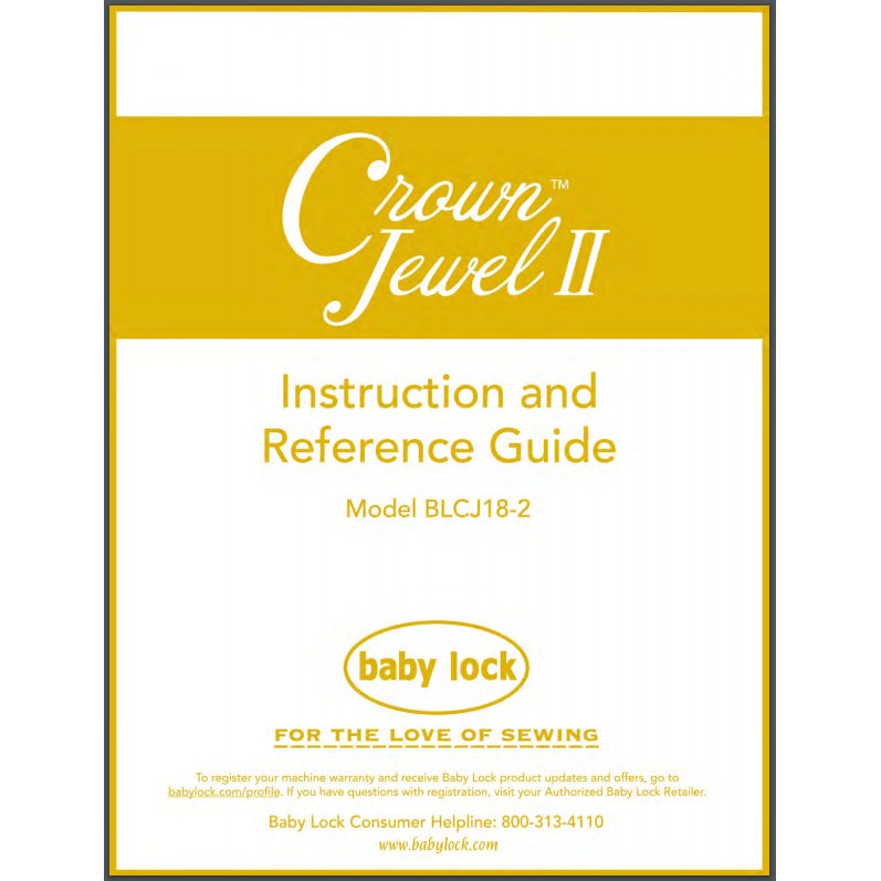 Instruction Manual, Babylock BLCJ18-2 Crown Jewel II image # 29732