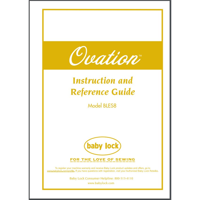 Instruction Manual, Babylock BLES8 Ovation image # 29917