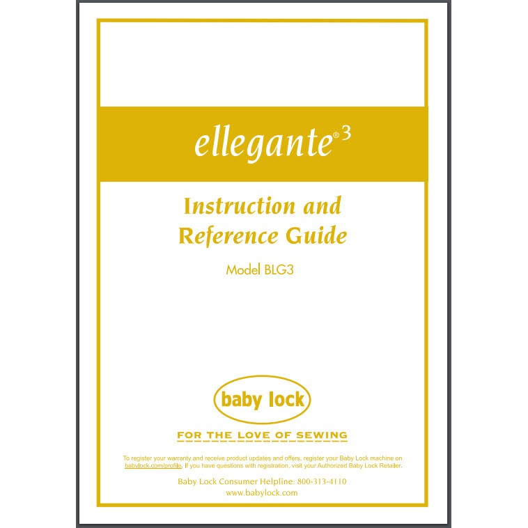 Instruction Manual, Babylock BLG3 Ellegante 3 image # 29738