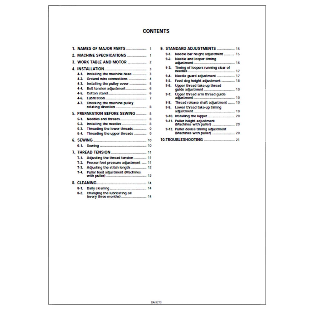 Brother DA-9270 Instruction Manual image # 117168