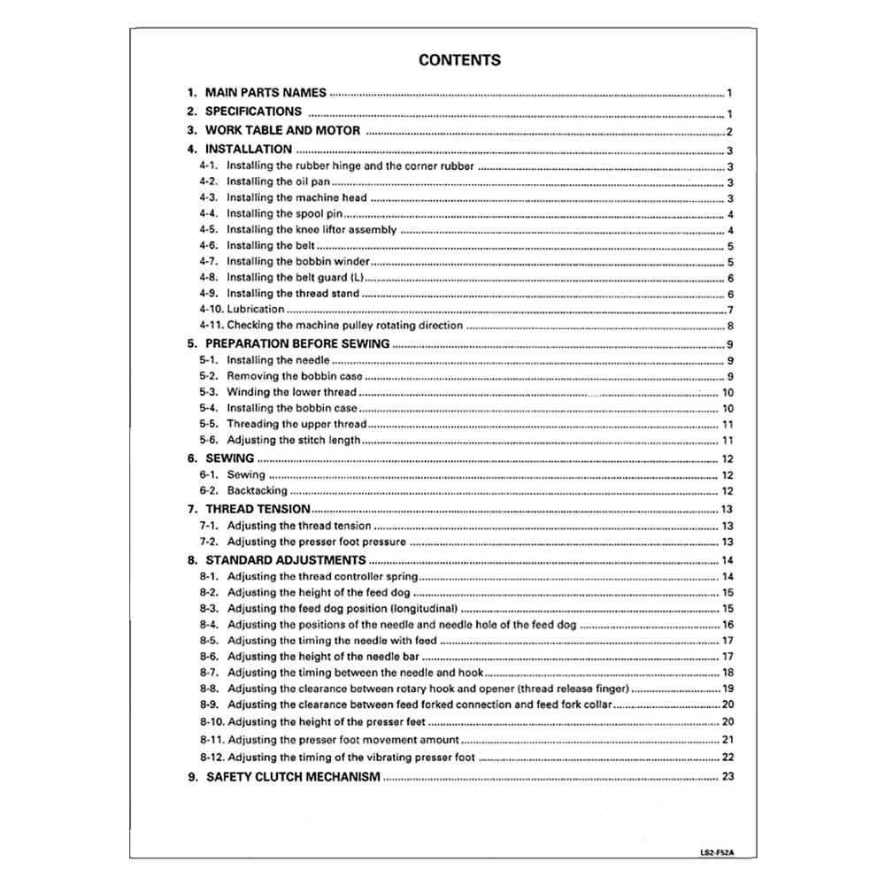Brother LS2-F52A Instruction Manual image # 117453