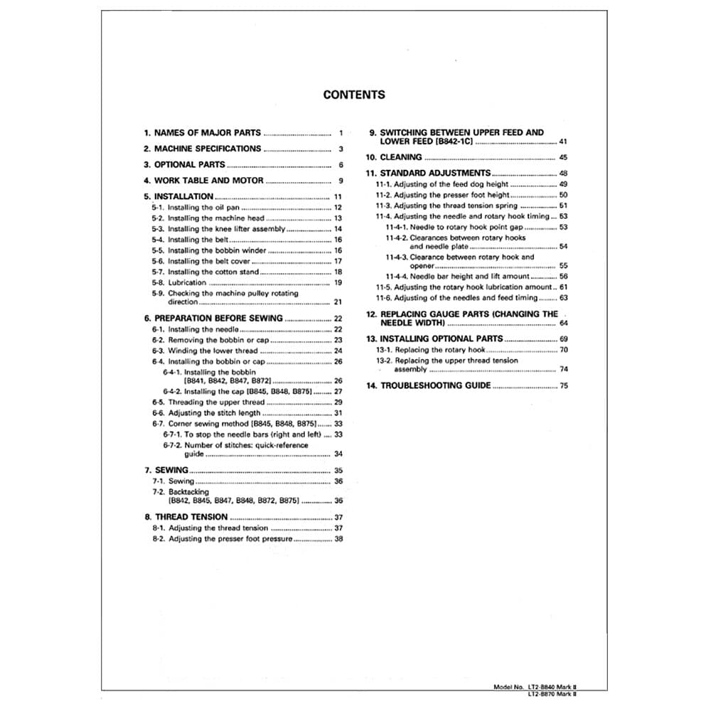 Brother LT2-B841 Mark II Instruction Manual image # 117479