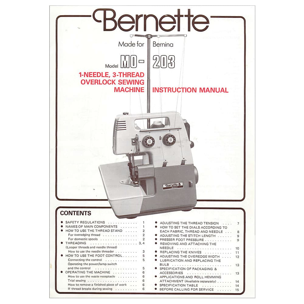 Instruction Manual, Bernette MO-203 image # 115257