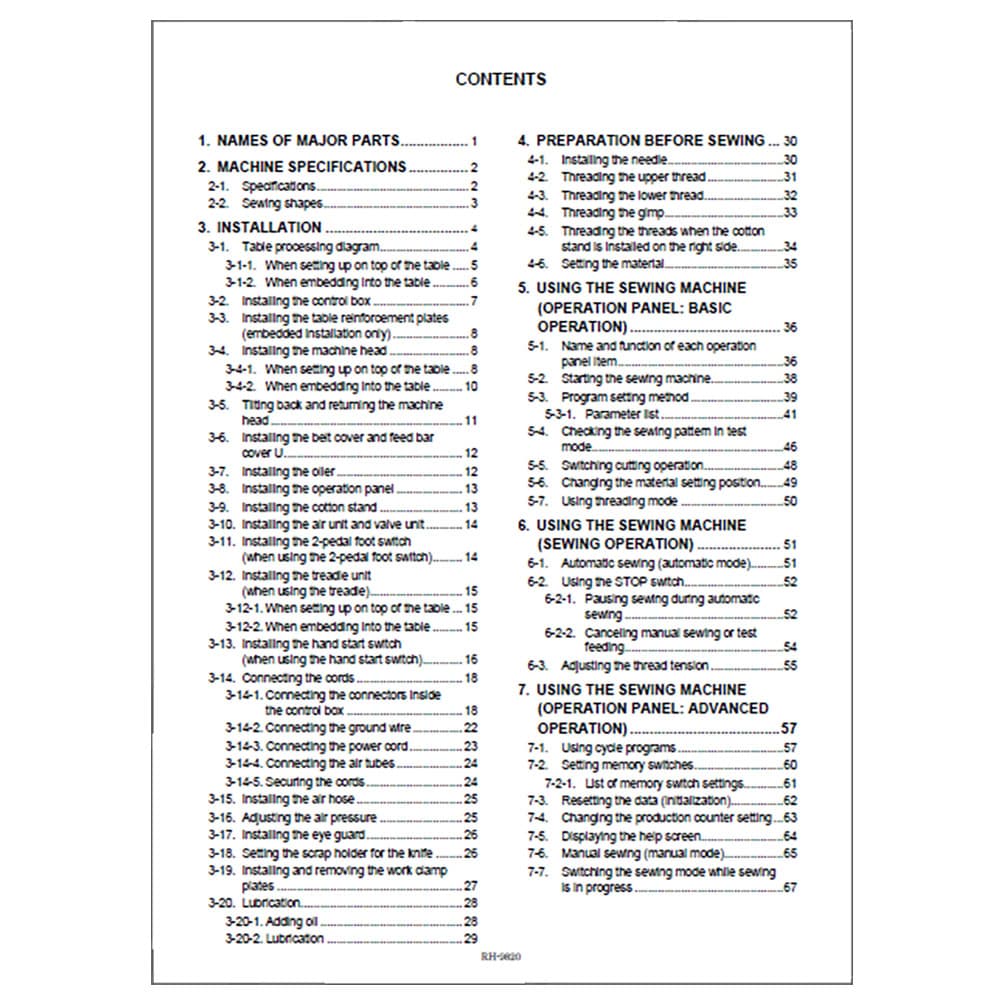 Brother RH-9820 Instruction Manual image # 115373