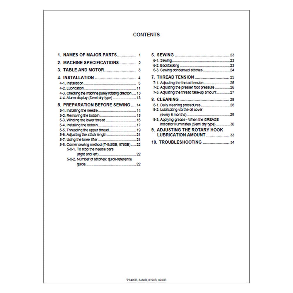 Brother T-8420B Instruction Manual image # 117660