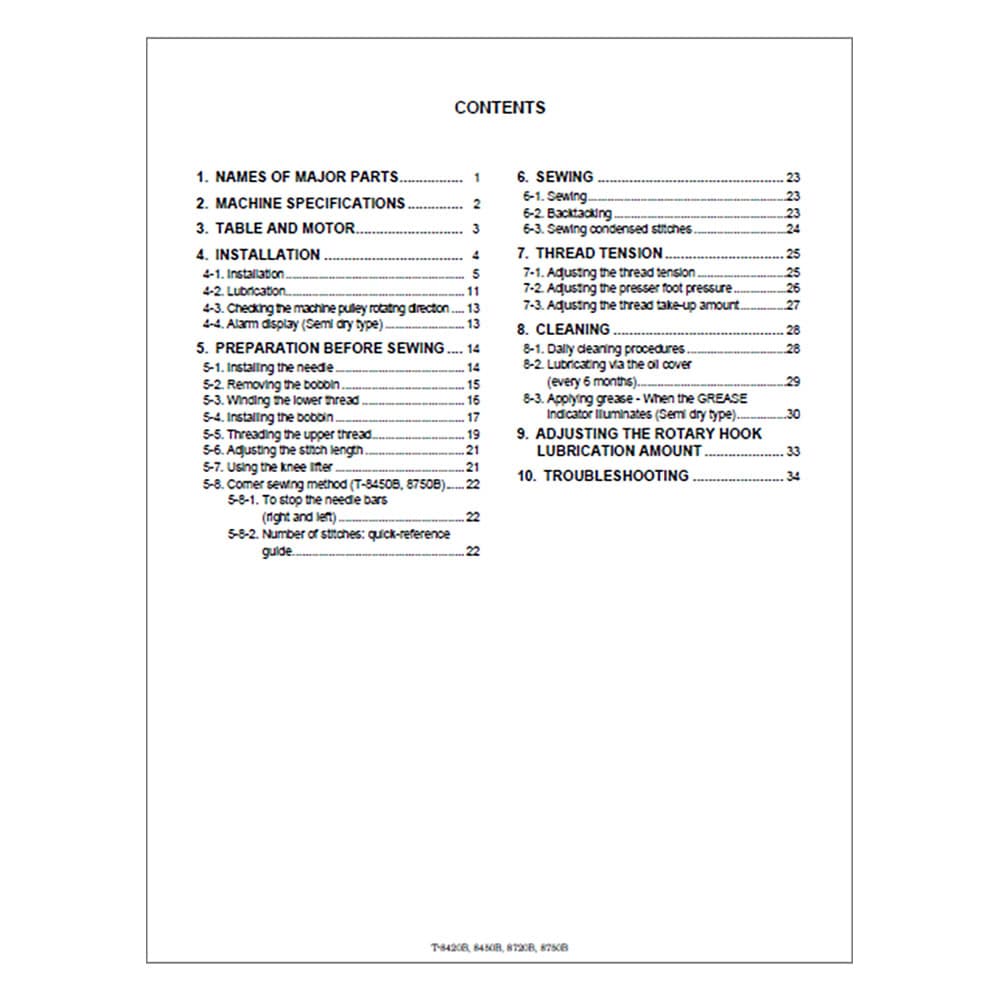 Brother T-8450B Instruction Manual image # 117671