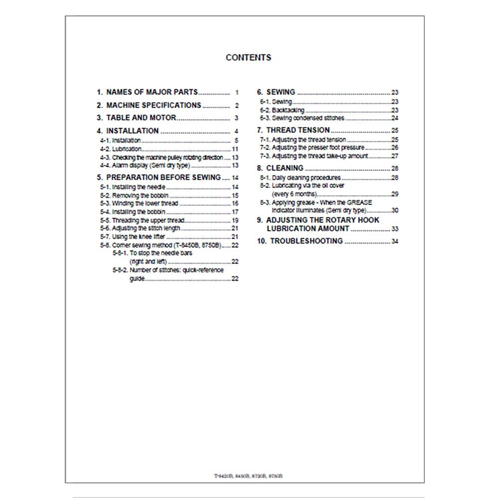 Brother T-8750B Instruction Manual image # 117683