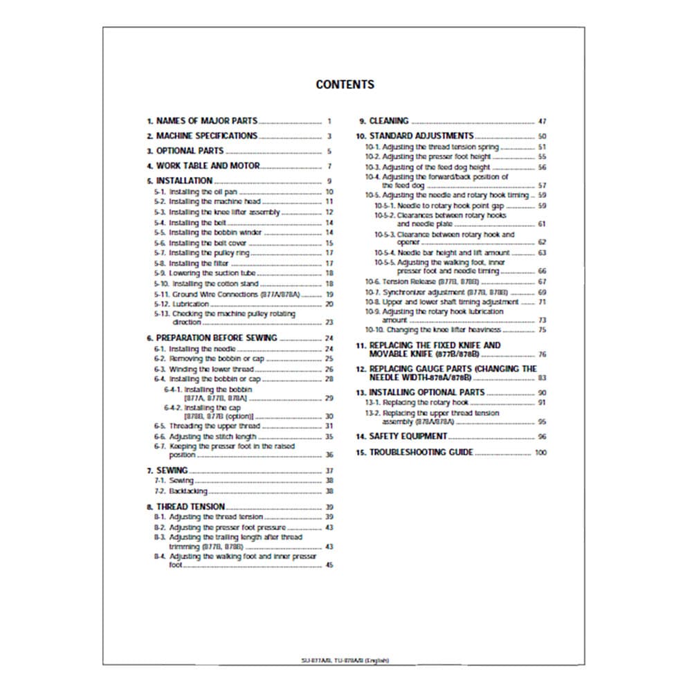 Brother TU-878A Instruction Manual image # 117744