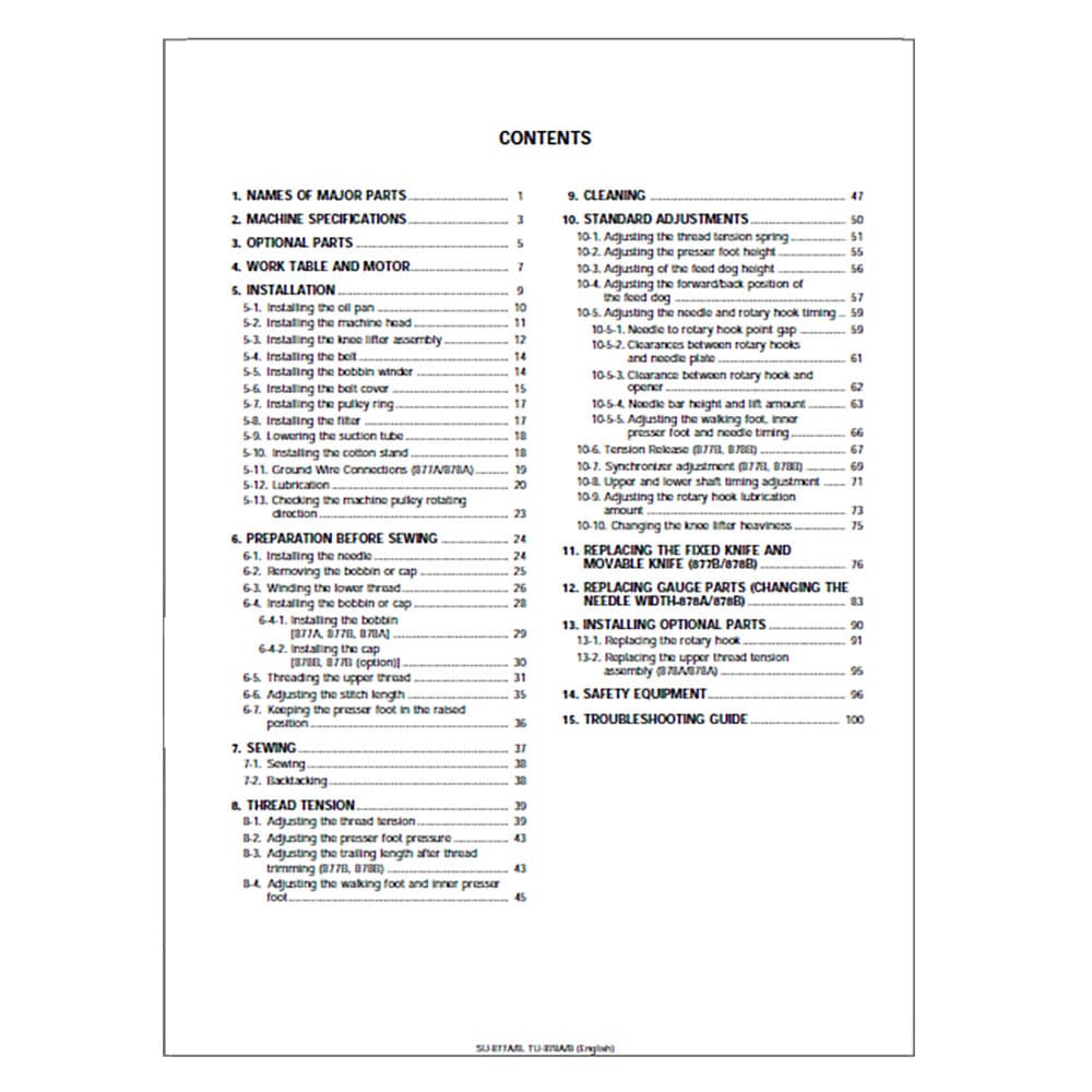 Brother TU-878B Instruction Manual image # 117745