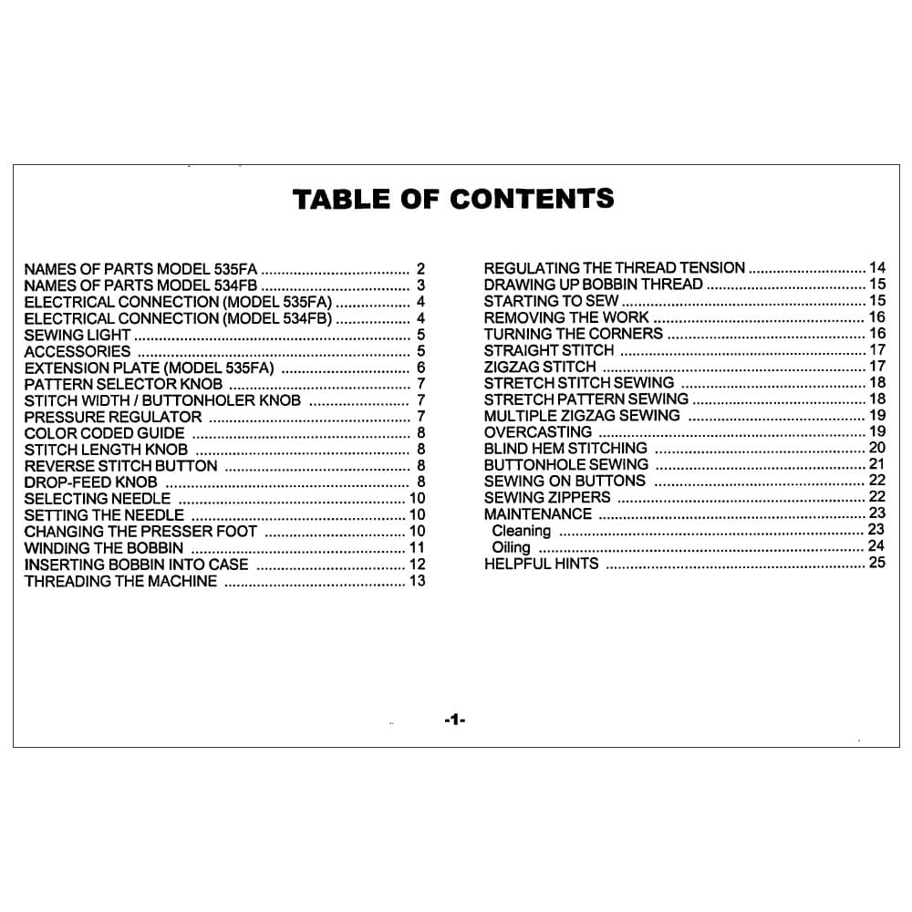 Necchi 535FA Instruction Manual image # 116003
