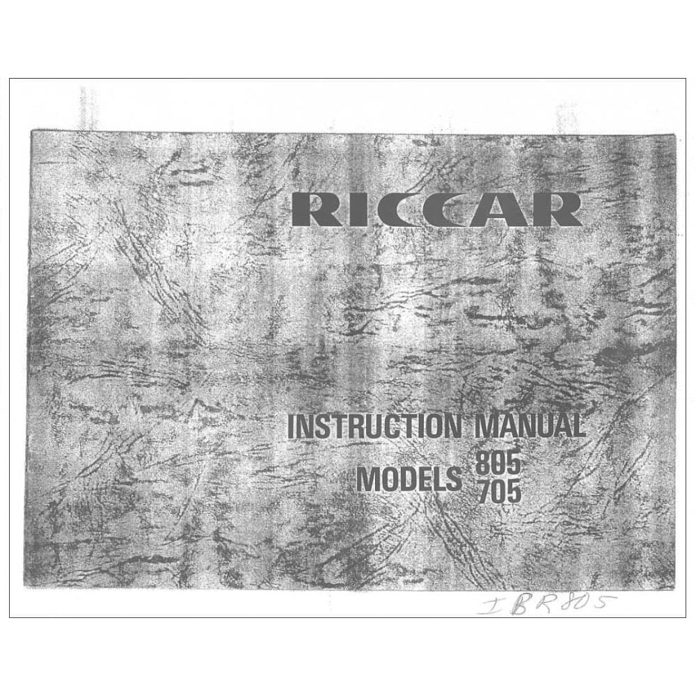 Riccar 805 Instruction Manual image # 115545