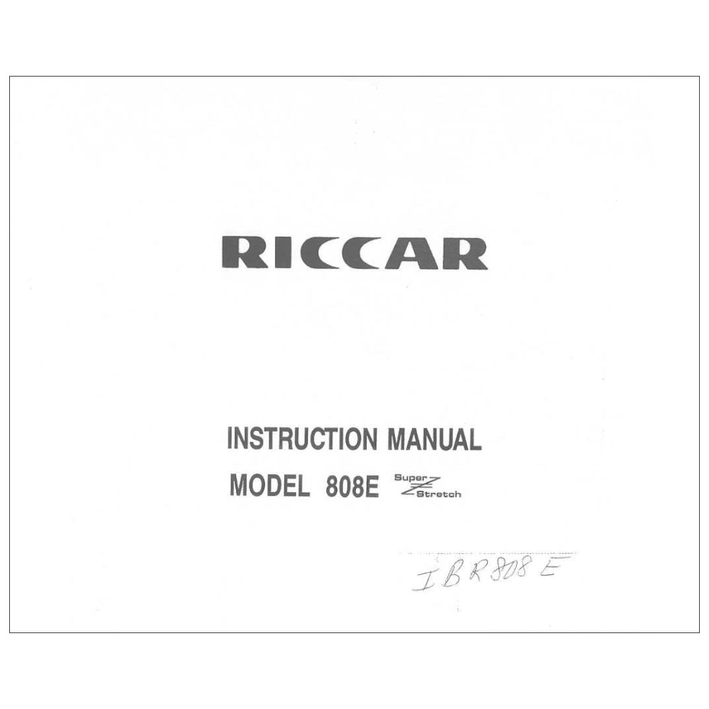 Riccar 808E Instruction Manual image # 115524
