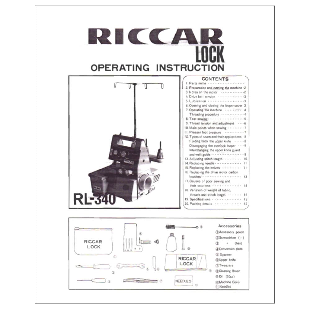 Riccar RL340 Instruction Manual image # 115056