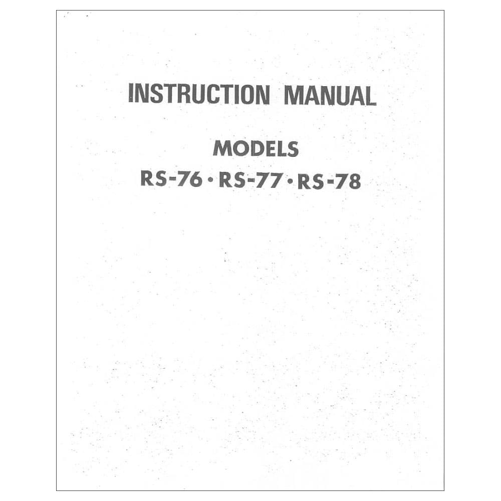 Riccar RS78 Instruction Manual image # 114988