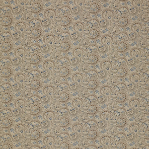 Isabella Fabric Collection - Swirling Lace Cream: Cream with intricate lace motifs and delicate floral details in blue florals and brown outlines PBISAB06409NE