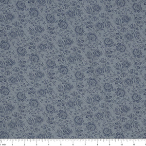Isabella Fabric Collection - Allover Roses Blue: PBISAB06410B with ruler for scale