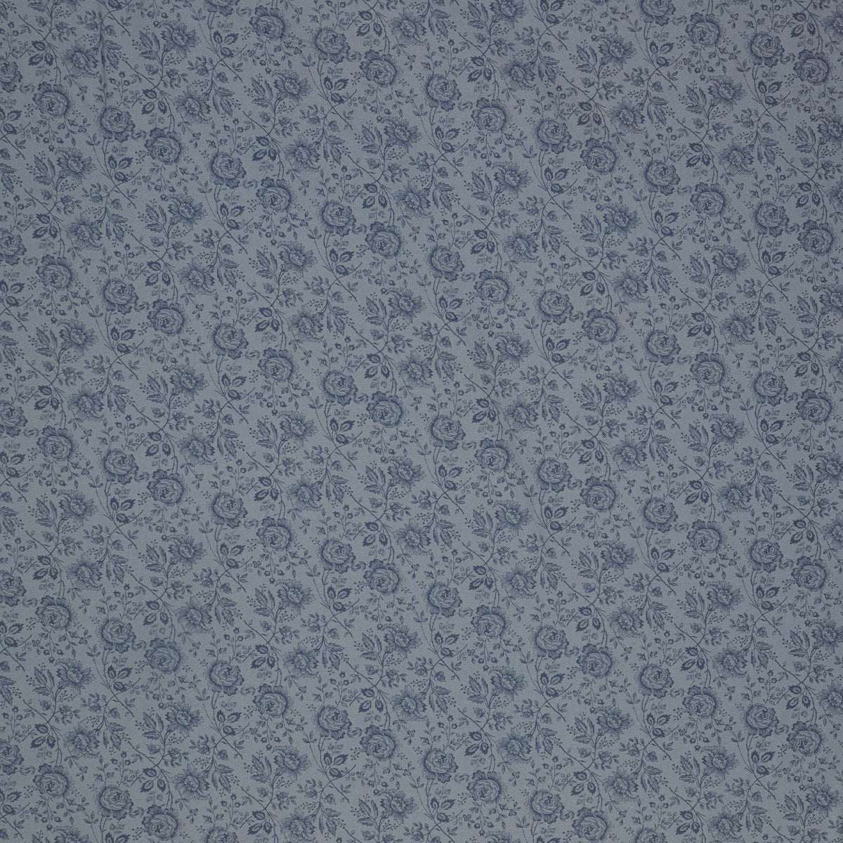 Isabella Fabric Collection - Allover Roses Blue: Blue with dark blue roses and leafy stems in a subtle tonal floral pattern PBISAB06410B