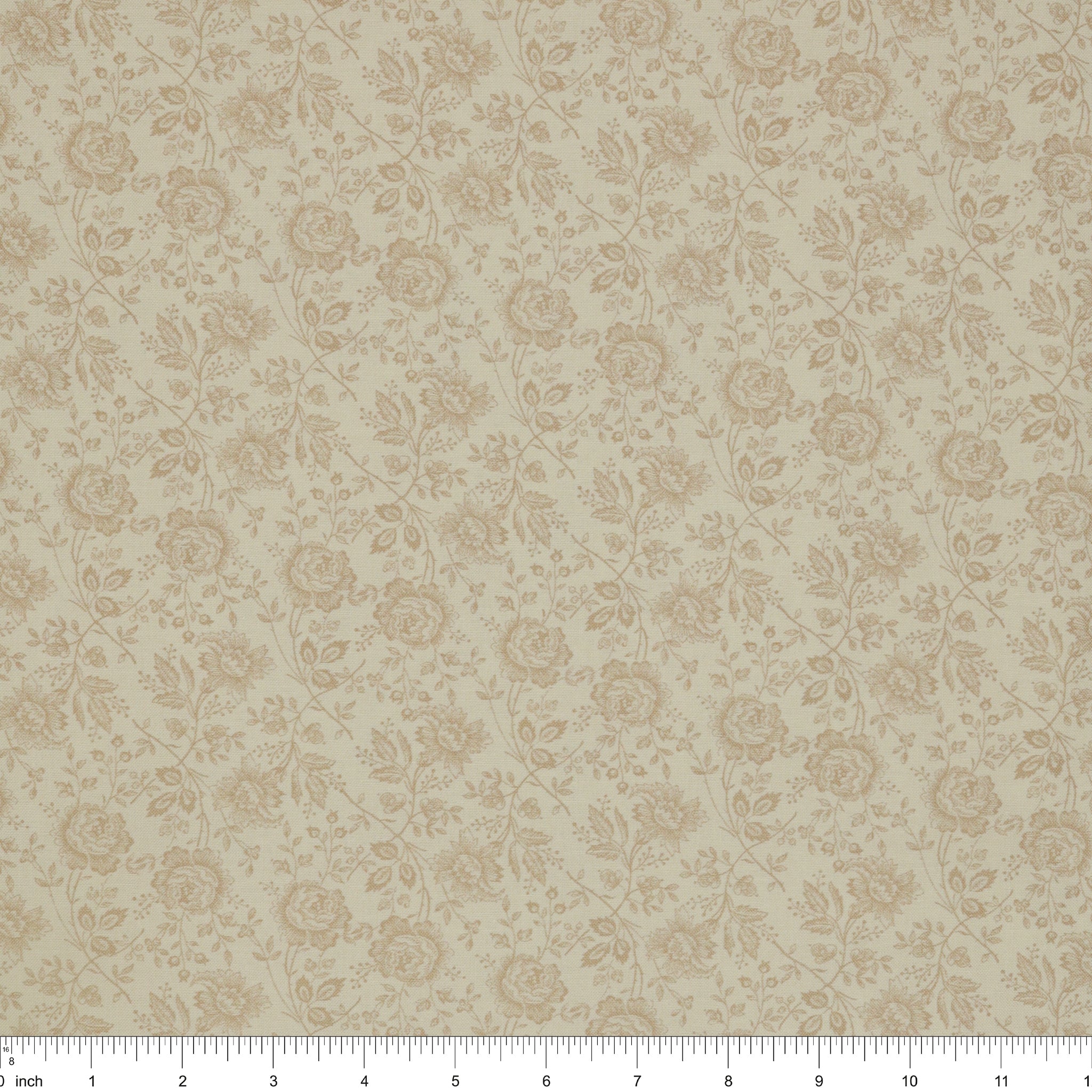 Isabella Fabric Collection - Allover Roses Cream: PBISAB06410E with ruler for scale
