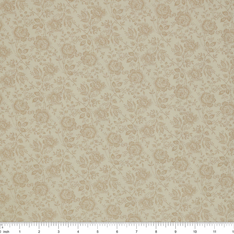Isabella Fabric Collection - Allover Roses Cream: PBISAB06410E with ruler for scale