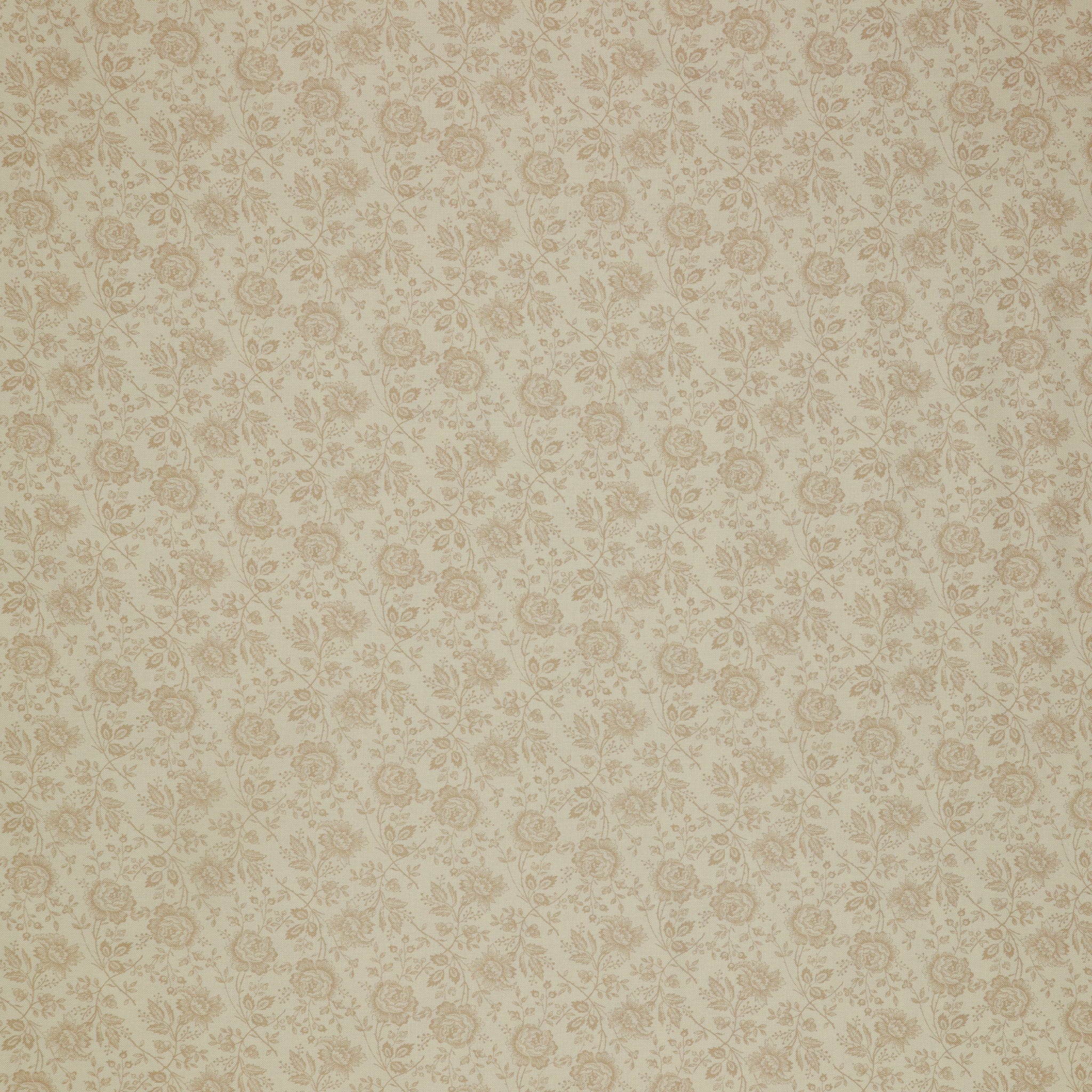 Isabella Fabric Collection - Allover Roses Cream: Cream with soft beige roses and leafy stems in a subtle tonal floral pattern PBISAB06410E
