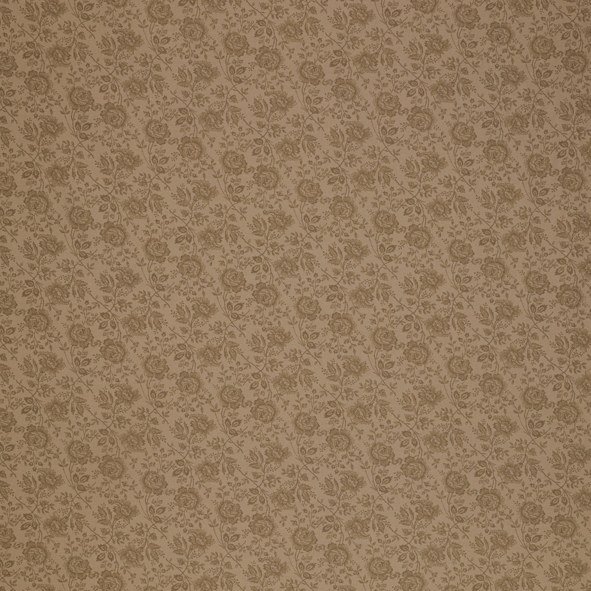 Isabella Fabric Collection - Allover Roses Brown: Brown with tonal brown roses and leafy stems in a delicate repeating floral pattern PBISAB06410LZ