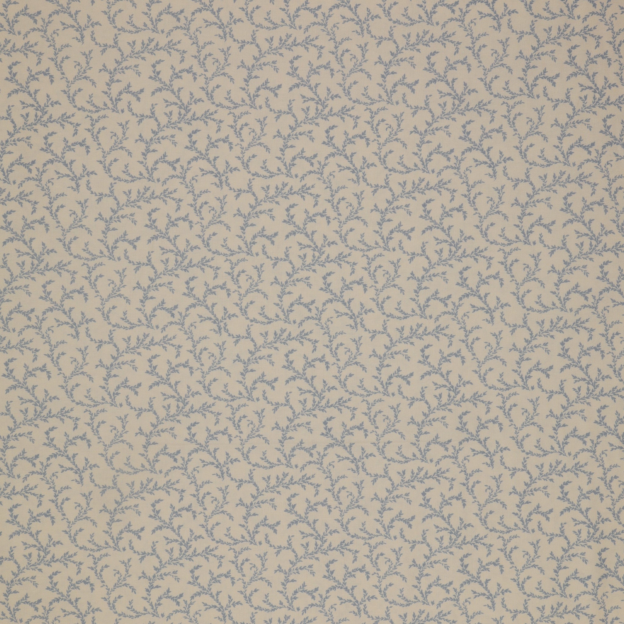 Isabella Fabric Collection - Vines Cream: Cream with delicate blue leafy vines in a graceful allover repeating pattern ISAB06411EB
