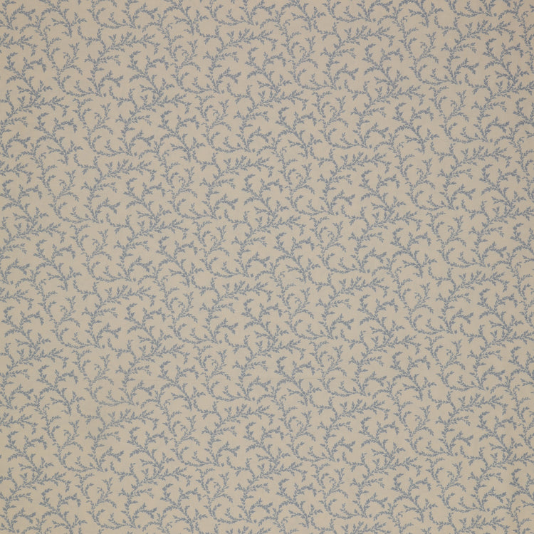 Isabella Fabric Collection - Vines Cream: Cream with delicate blue leafy vines in a graceful allover repeating pattern ISAB06411EB