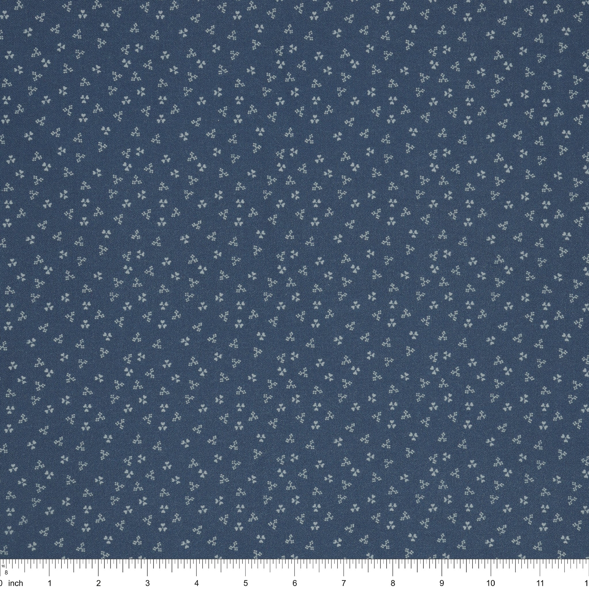 Isabella Fabric Collection - Ditzy Hearts Blue: PBISAB06412B with ruler for size