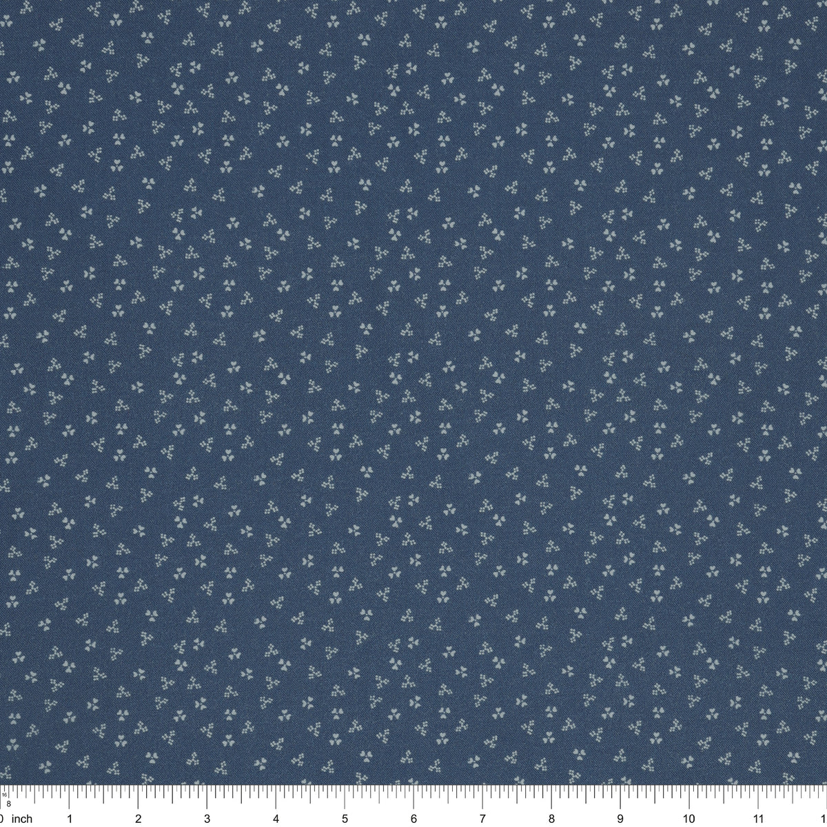 Isabella Fabric Collection - Ditzy Hearts Blue: PBISAB06412B with ruler for size