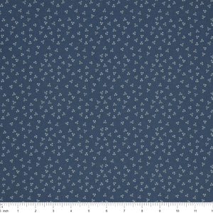 Isabella Fabric Collection - Ditzy Hearts Blue: PBISAB06412B with ruler for size
