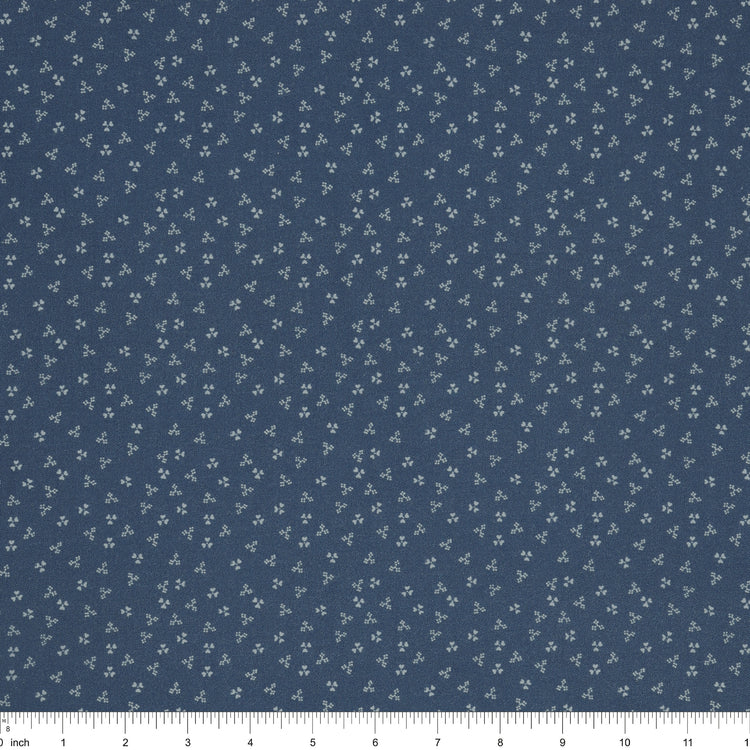 Isabella Fabric Collection - Ditzy Hearts Blue: PBISAB06412B with ruler for size
