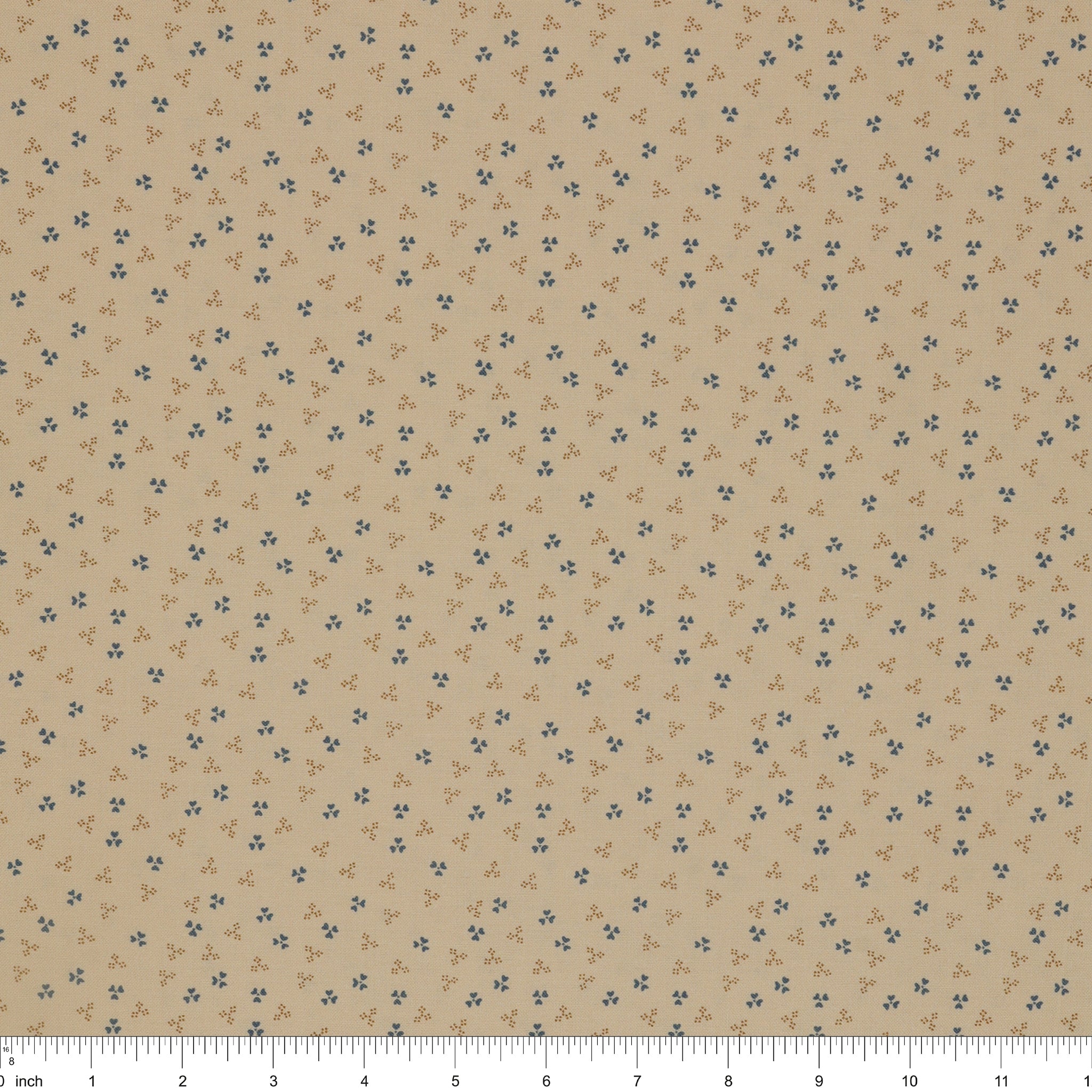 Isabella Fabric Collection - Ditzy Hearts Tan: PBISAB06412NE with ruler for size