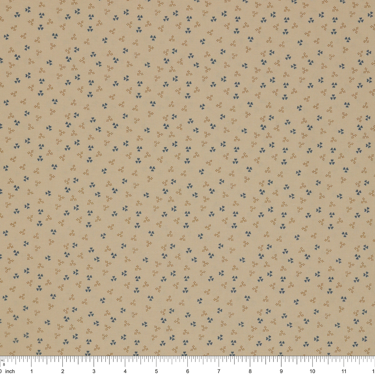 Isabella Fabric Collection - Ditzy Hearts Tan: PBISAB06412NE with ruler for size