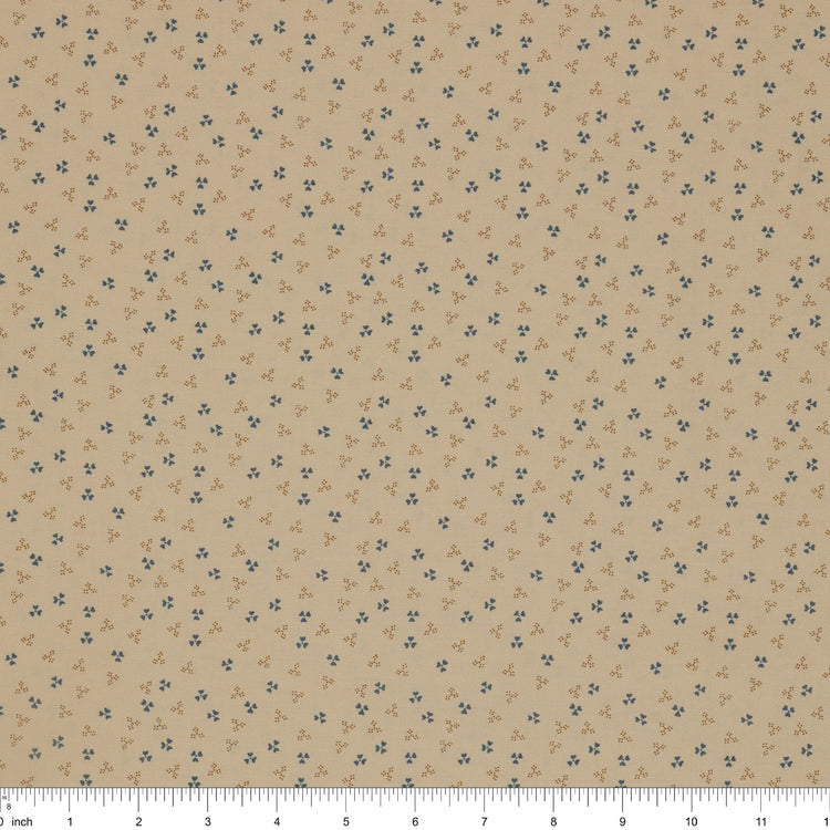 Isabella Fabric Collection - Ditzy Hearts Tan: PBISAB06412NE with ruler for size