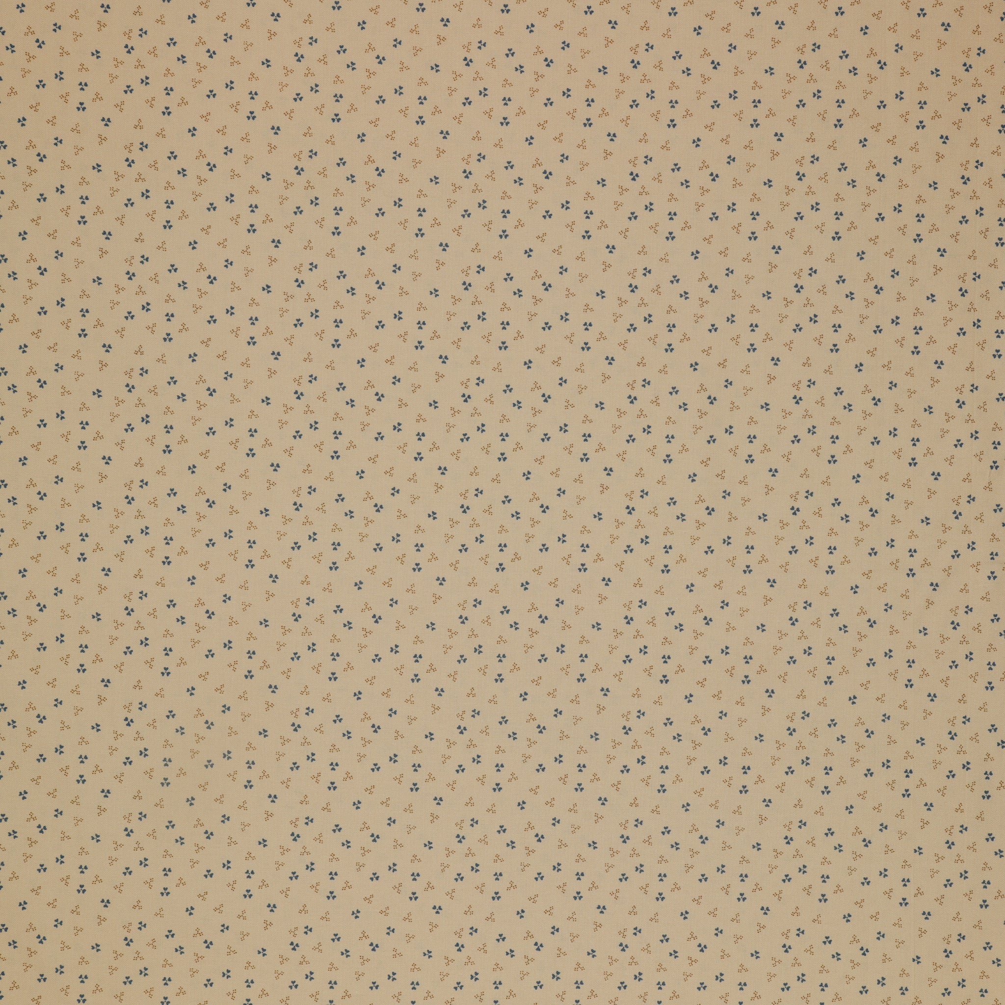 Isabella Fabric Collection - Ditzy Hearts Tan: tiny blue hearts and dotted heart motifs in a scattered repeat PBISAB06412NE