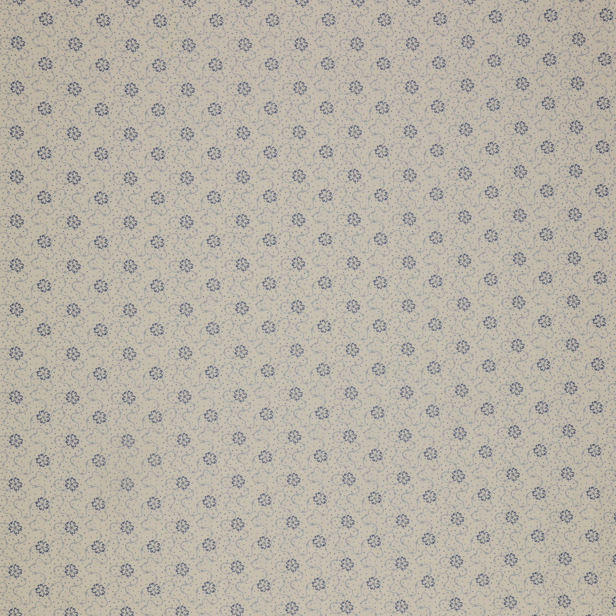 Isabella Fabric Collection - Flower Chain White: soft white with tiny blue flowers and dotted swirls in a delicate repeating pattern PBISAB06413EB